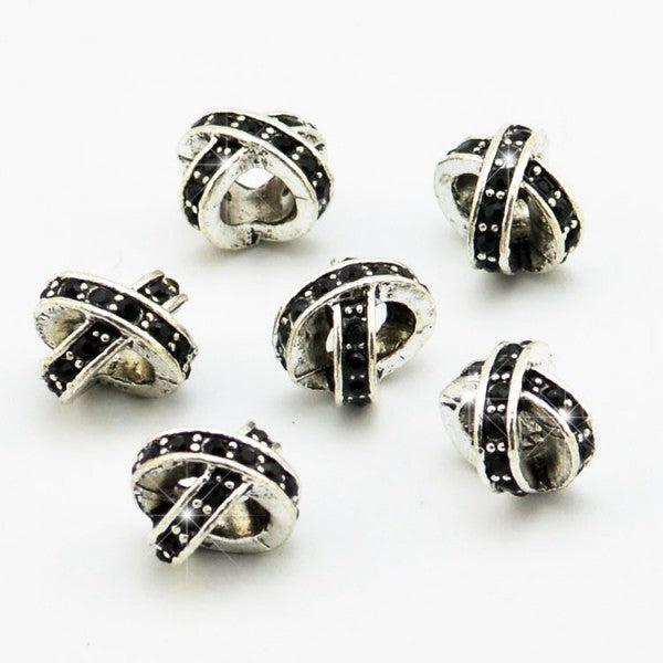 Immagine prodotto Hermex X - Perlina placcata argento 925 con strass - Nero argentato (Lega metallica)