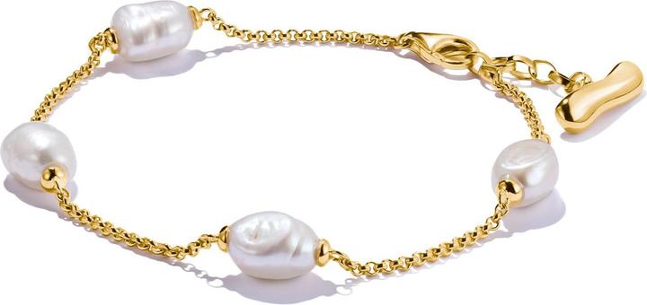 Thomas Sabo Armband mit Perlen Natural Beauty vergoldet (19 cm, Süsswasserzuchtperle, Sterling Silber 925)