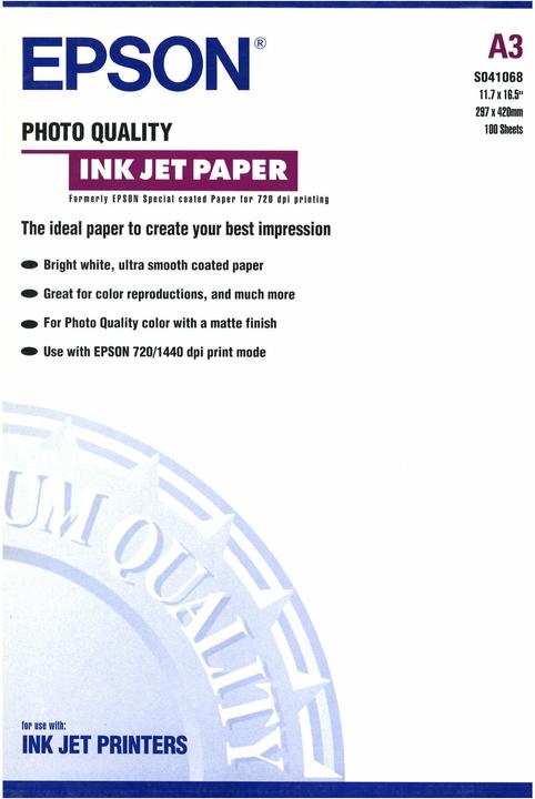 Produktbild Epson Photo Quality Ink Jet Papier, 100 Blatt (104 g/m², A3, 100 x)