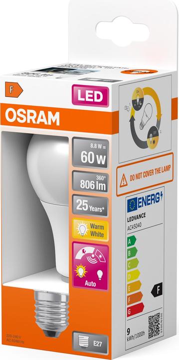 Actual product image Osram Led Daylight Sensor Classic A (E27, 8.80 W, 806 lm, 1 x, F)