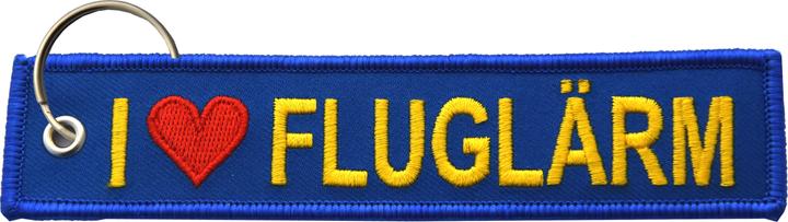 Pinex I love Fluglärm Schlüsselanhänger. 138mm x 30mm gestickt