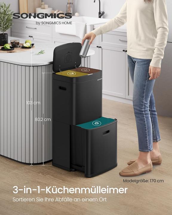Actual product image Songmics Mülleimer für die Küche (2 x 10 L und 30 L) (50 l)
