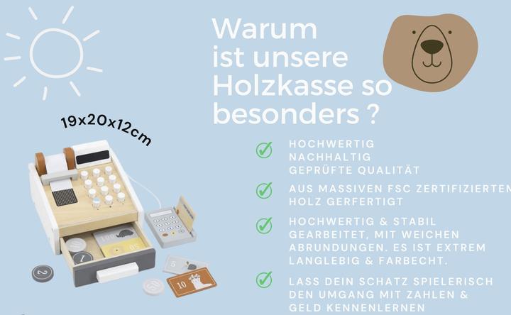 Produktbild Activity Board Holzspielzeug Registrierkasse, Holzkasse, Holzspielzeug, Jungengeschenk, Jungen-Taufgeschenk