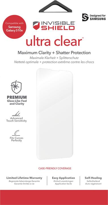 Actual product image Zagg InvisibleShield 200202662 screen protector Transparent screen protector Mobile phone (1 Piece, Samsung Galaxy S10e)
