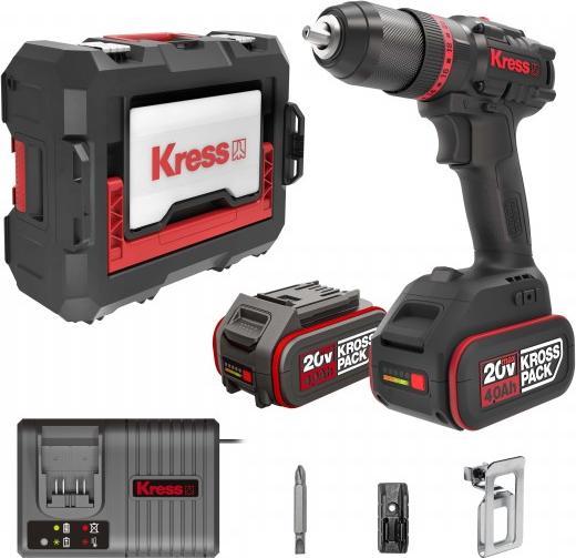 Produktbild Kress KUC35 20 V Akkuschlagbohrschrauber 140 Nm 2 x 4.0 Ah Ladegerät 6A Stape...