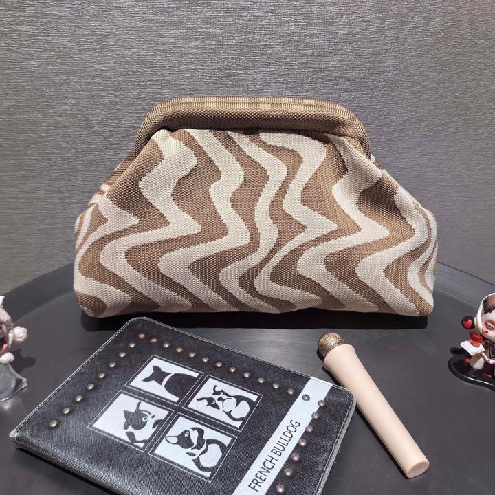 Produktbild Only-Bags.Store Gestrickte Polyester Kosmetiktasche, grosse Kapazität Streifenmuster, lässig vielseitig Zip Tasche