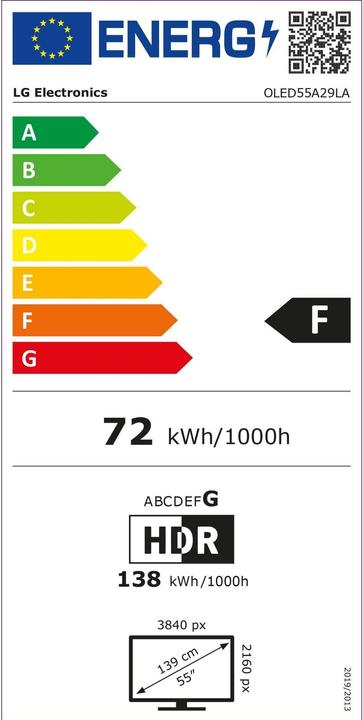 Energy Label LG OLED55A29LA (55", A2, OLED, UHD, 2022)