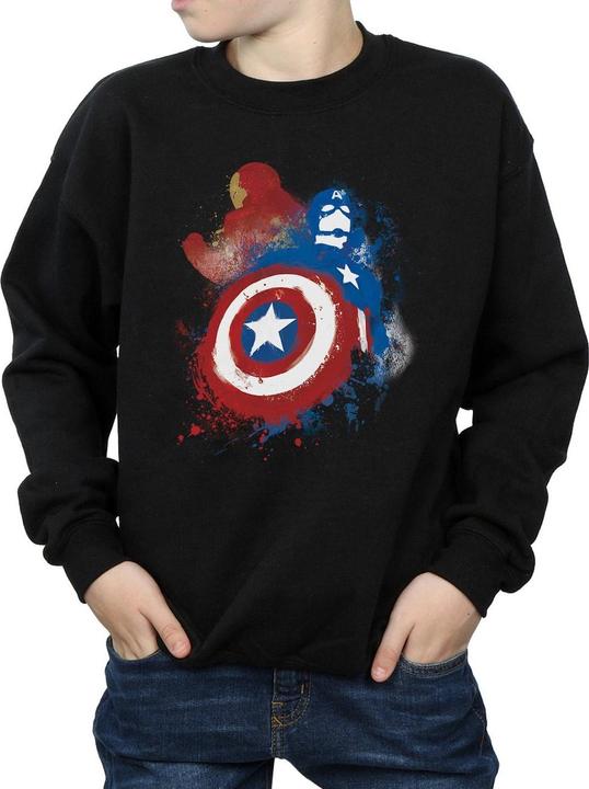 Actual product image Boys Captain America Civil War Painted Vs Iron Man Sweatshirt (140, 146)