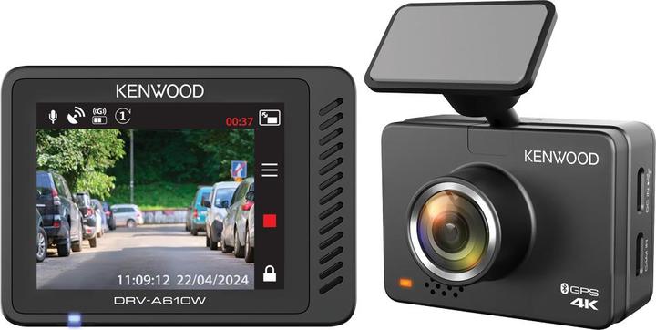 Actual product image Kenwood DRV-A610W 4K UHD DashCam 12/24V/App/ 64GB microSD (Built-in display, GPS receiver, Bluetooth, Built-in microphone, Wi-Fi)