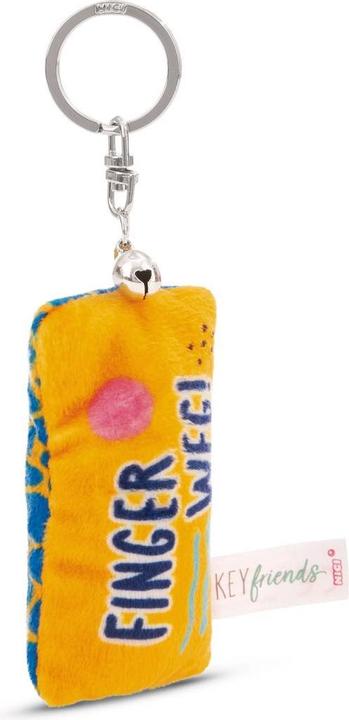 Magni NICI Schlüsselanhänger Mini Plüschkissen Finger weg! mit Glöckchen 8cm
