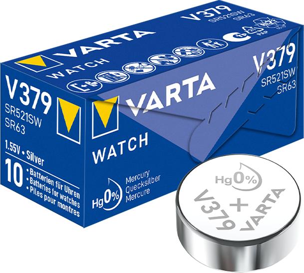Immagine prodotto Varta V379 / SR521SW - 10 pile a bottone (10 pz., SR63, 15 mAh)