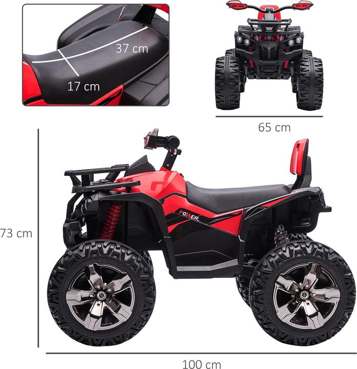 Immagine prodotto Swisshandel24 Auto elettrica per bambini quad, fari, lettore musicale MP3, 3-5 anni, 3-8 km/h, metallo, rosso, 10 (12 V)