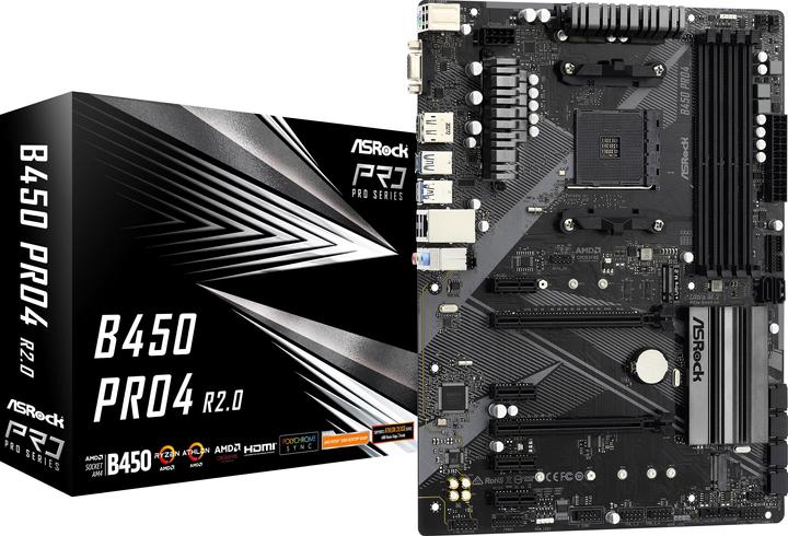 Produktbild AsRock B450M Pro4 R2.0 (AM4, AMD B450, mATX)