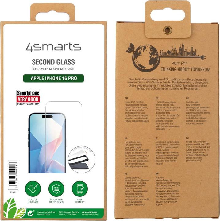 Produktbild 4smarts Second Glass (1 Stück, Apple iPhone 16 Pro)
