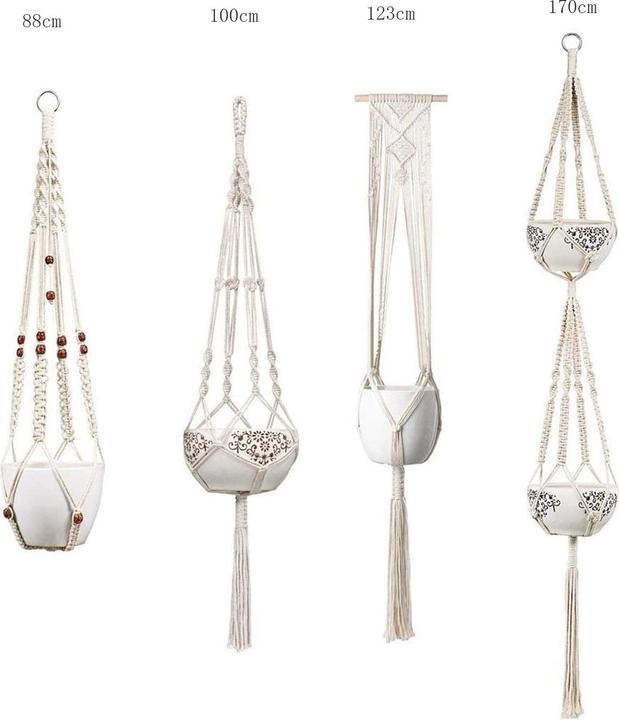 Actual product image Esmée Makramee Pflanzenaufhänger Dekoration Geknüpftes Boho Accessoire 4er Set (28.50 cm)