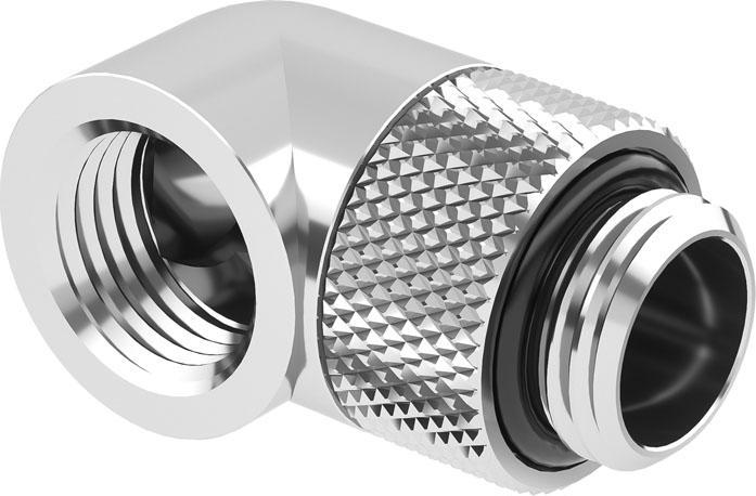 Barrow Adapter 90 Grad G1/4 Zoll AG auf G1/4 Zoll IG - drehbar, silber