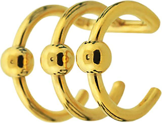 Produktbild Star Piercing Fake Ear Cuff vergoldet mit 3 Ringen und Kugel (Chirurgenstahl 316L mit 3 Ringen und Kugel)