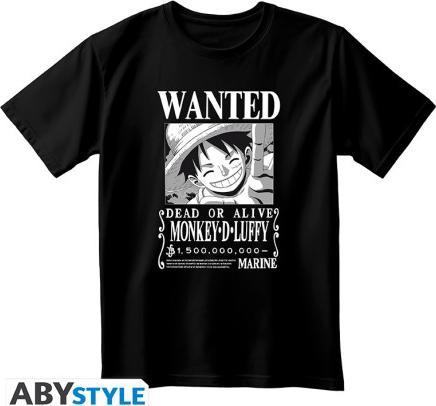 ABYstyle One Piece T-Shirt (XL) Unisex Black: Wanted Luffy BW (XL)