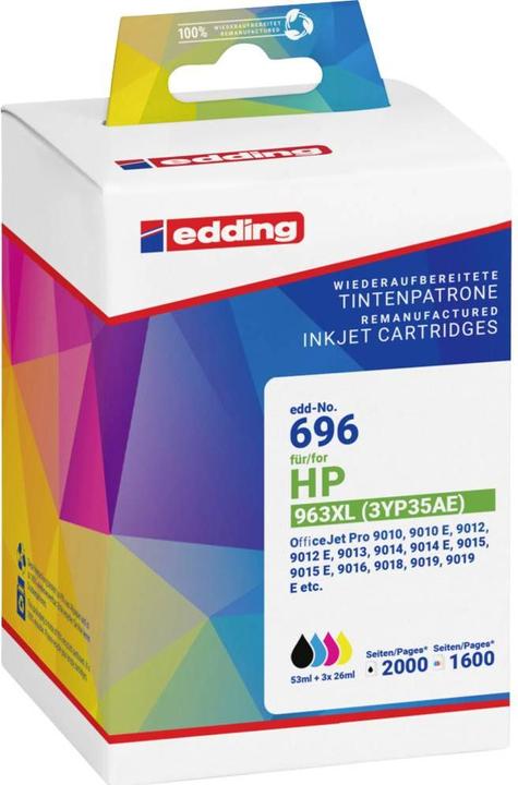 Produktbild Edding EDD-696 schwarz, cyan, magenta, gelb Druckerpatrone kompatibel zu HP 963XL (3YP35AE), 4er-Se