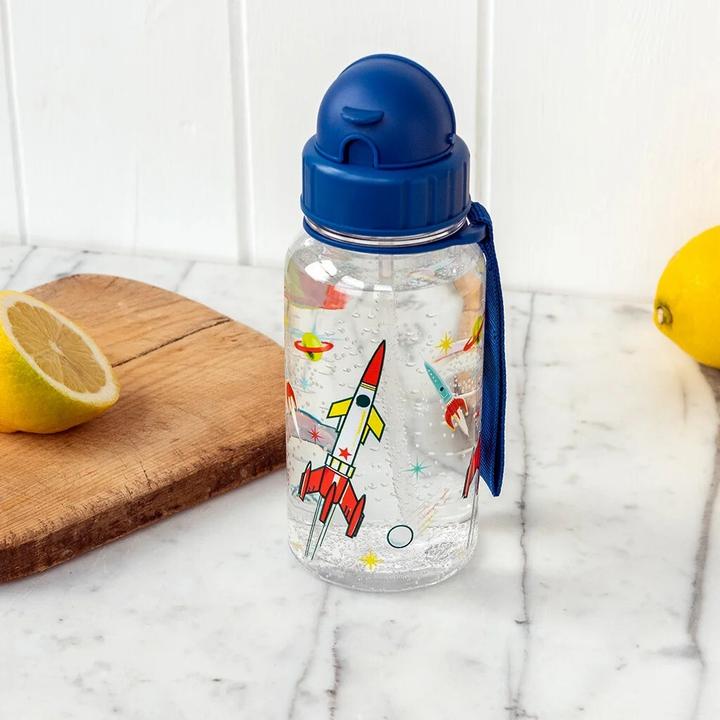 Actual product image Rex London Children's Water Bottle with straw 500 ML - Space Age clear (0.50 l)