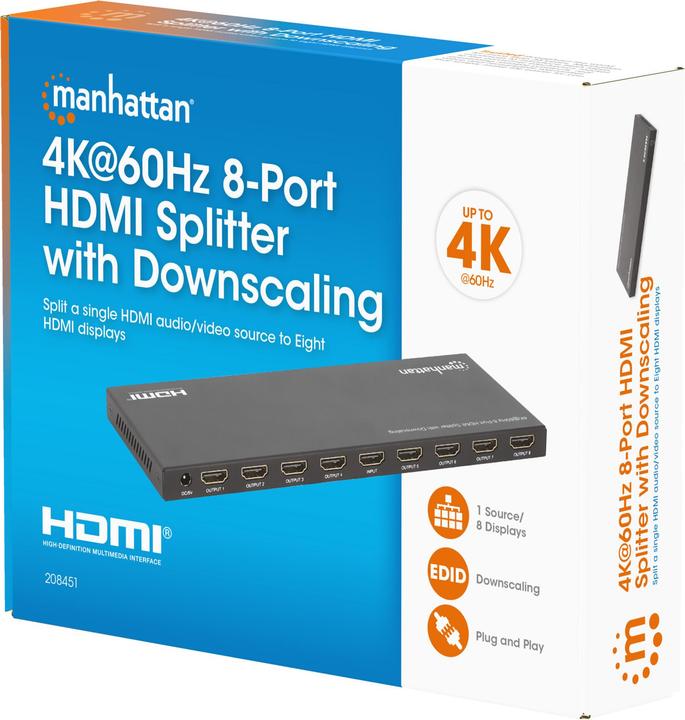 Produktbild Manhattan 4K@60Hz 8-Port HDMI-Splitter mit Downscaling