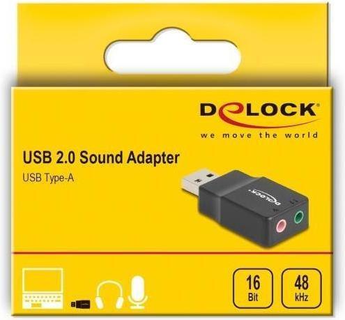 Image du produit Delock Carte son externe USB avec connecteur USB-A vers 2 x 3,5 (USB)
