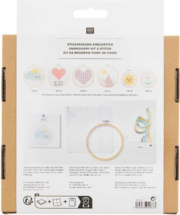 Image du produit Rico Design Kit de broderie image de naissance nuages.100140