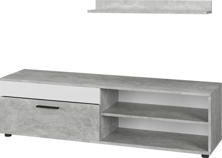 Immagine prodotto Vichy Lowboard & Regal Berno, Beton/Weiss, mit 1 Klappe