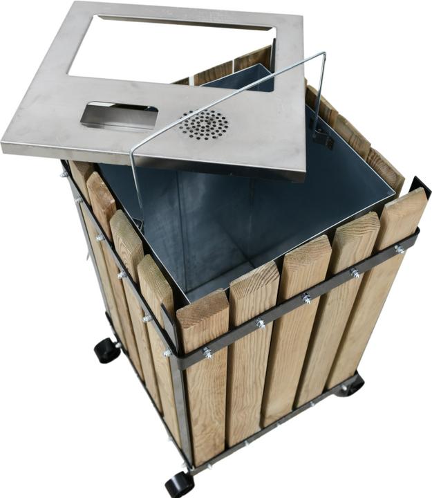 Actual product image Aristar Waste bin with wooden panelling and ashtray (50 l)