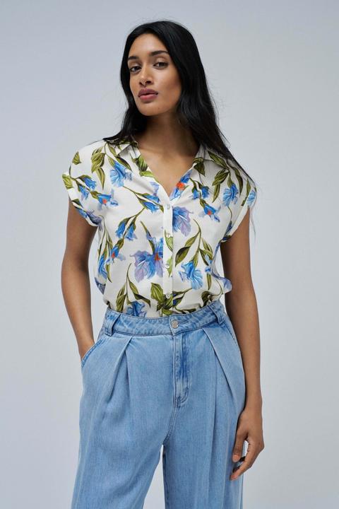 Actual product image Salsa Jeans Kurzarmbluse Basic Shirt With Shoulder Ruffles (XS)