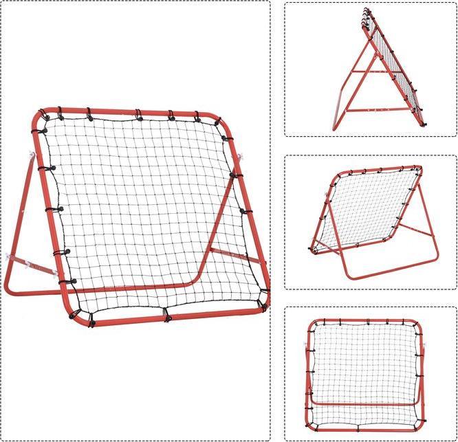 Immagine prodotto Swisshandel24 Rete da calcio a muro Rebounder per calcio Angolo regolabile Rosso+Nero 96 x 80 x 96