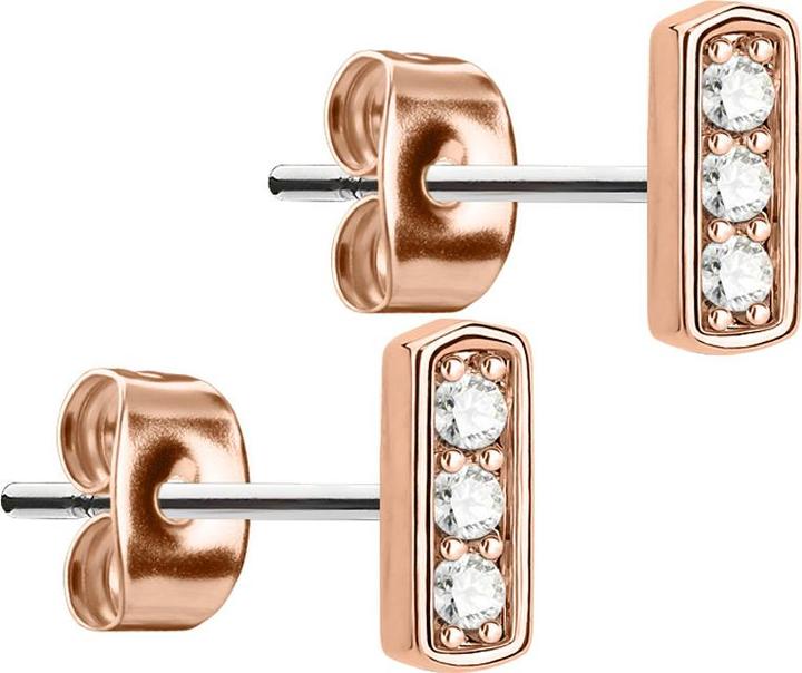 Produktbild Star Piercing Ohrstecker rosegold Balken mit drei Kristallen (Chirurgenstahl 316L, Messing)