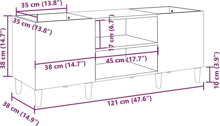 Produktbild VidaXL Plattenschrank Grau Sonoma 121x38x48 cm Holzwerkstoff
