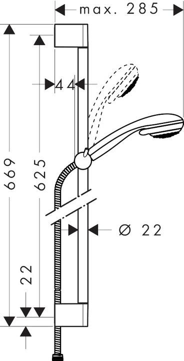 Actual product image hansgrohe HG Shower set CROMETTA 85 MONO Shower rail Unica'Crometta 650mm chrome