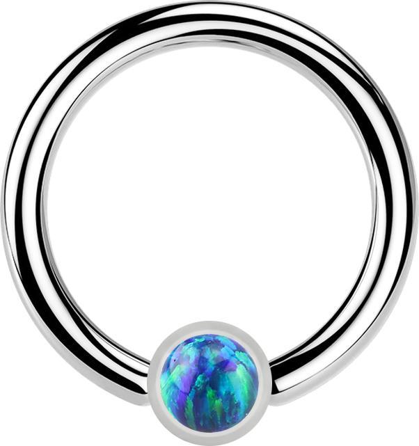 Immagine prodotto Star Piercing Anello Micro Closure argento Cilindro blu opale (senza ottone, Acciaio chirurgico 316L)