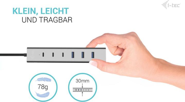 Produktbild i-tec USB-C/USB-A Charging Metal HUB 7 Port 3x USB-C 3.2 Gen. 1 4x USB-A 3.2 Gen. 1 (USB-C, USB-A, 7 Ports)
