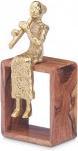Image du produit Giftdecor figurine métallique flûte d'or avec support en boi (13 x 13 x 27 cm)