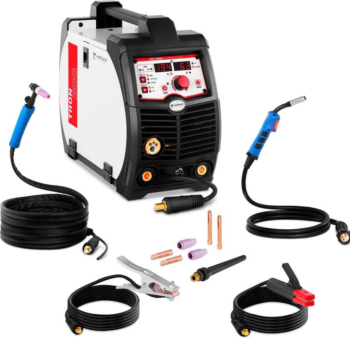 Produktbild Stamos Welbach 4in1 KOMBI Schweissgerät - MIG/MAG WIG E-Hand MMA FCAW IGBT Digital 200 A