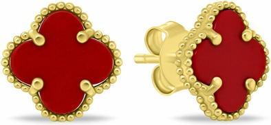 Produktbild Brilio Silver - Beautiful gold-plated earrings Four leaves EA1157YR