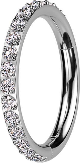 Star Piercing Micro Segmentring klappbar silber seitlich Kristalle silber (ohne Messing, Titan G23)
