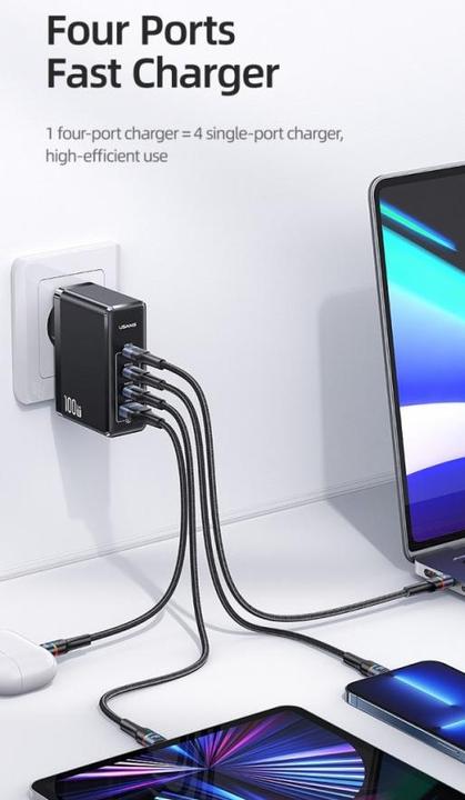 Immagine prodotto Usams Caricabatterie veloce GaN a 4 porte da 100W (100 W)