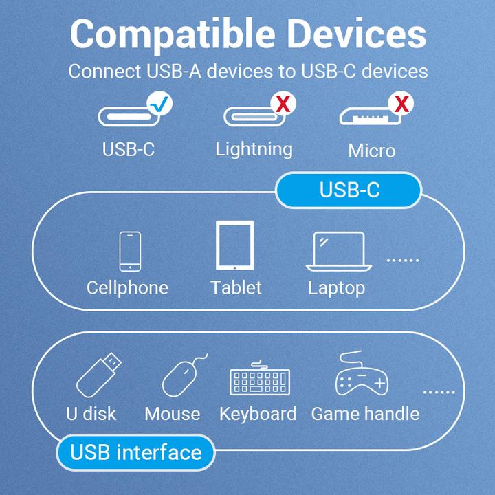 Produktbild Vention USB C — USB A (0.15 m, USB 3.1)
