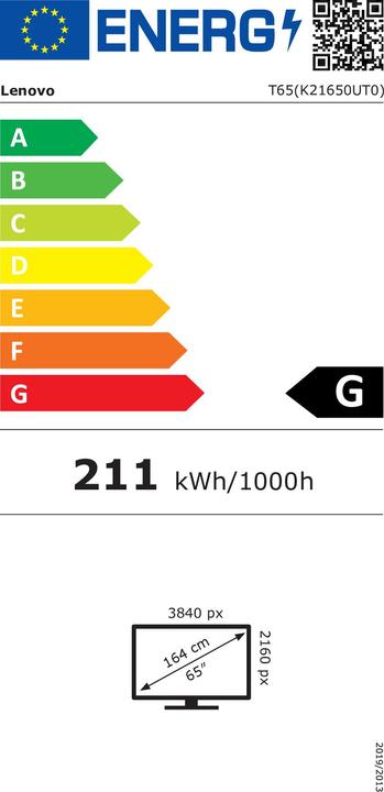 Energy Label Lenovo ThinkVision T65 (3840 x 2160 Pixels, 65")