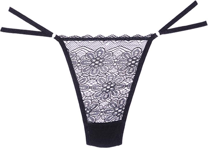 Actual product image Allure Lace and Mesh Thong - One Size - Black (One size)