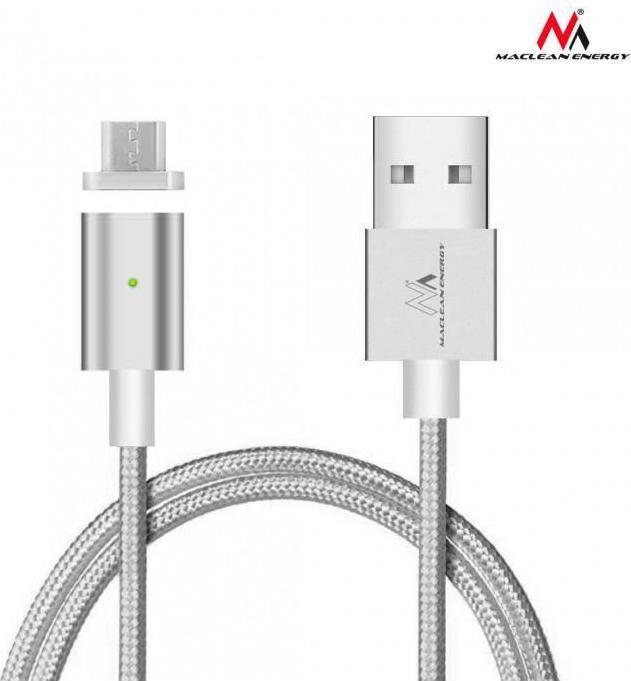 Maclean Cavo USB verso Lightning o Micro-USB con adattatore magnetico (argento) (1 m, USB 2.0)