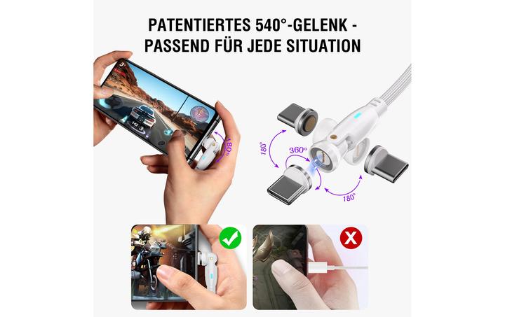 Actual product image 4smarts USB-C/A 540° magnetic cable GravityCord (1.80 m, USB 2.0)