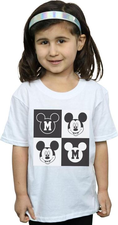 Actual product image Disney Girls Mickey Mouse Smiling Squares Cotton T-Shirt (140, 146)