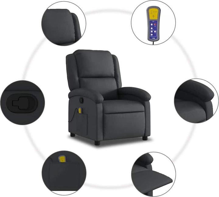 Produktbild VidaXL Massagesessel Schwarz Echtleder,Farbe: Schwarz,Material