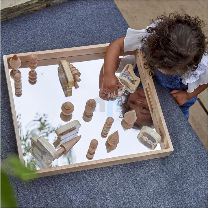 Actual product image TickiT Wooden tray box with mirror base (French, German, English, Italian)