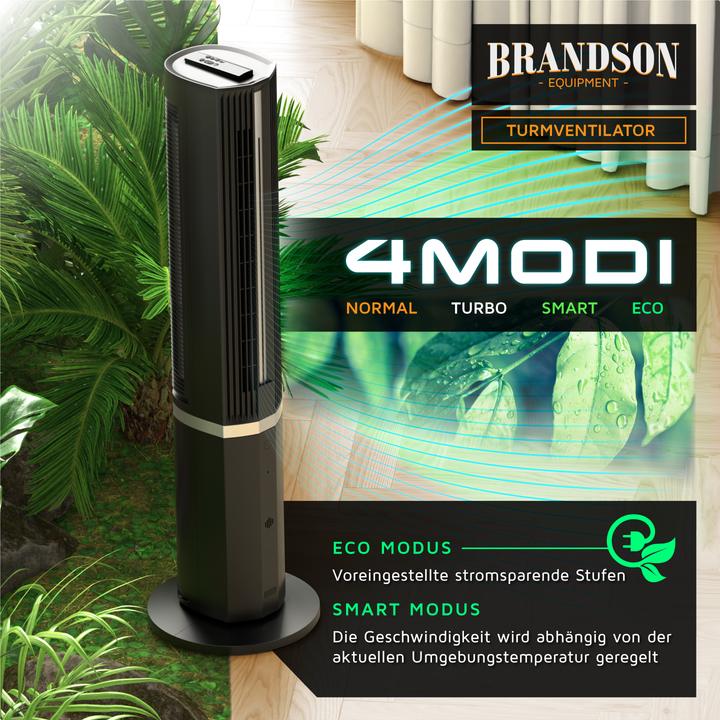 Produktbild Brandson Turmventilator mit Wasserkühlung, Luftkühler, Eco DC-Motor 55W, Timer, Oszillation, leiser Lüfter (53.50 dB)
